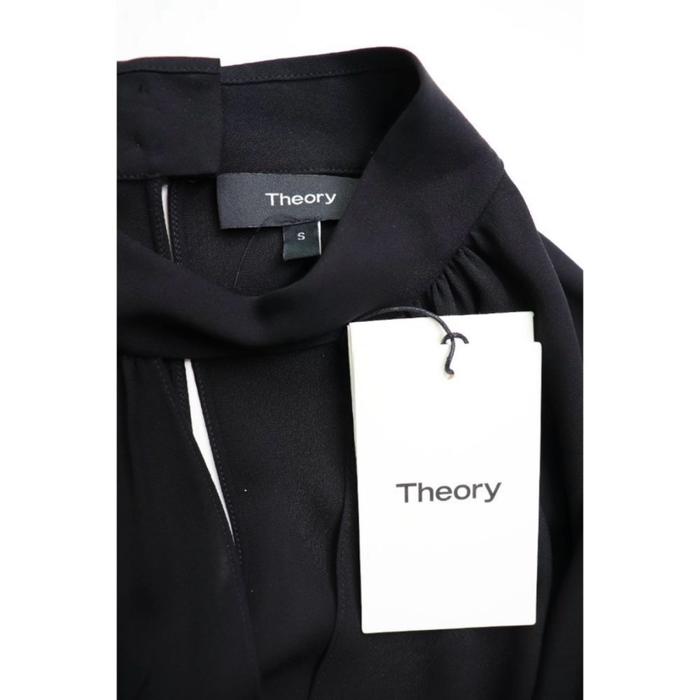 Theory Neck Band Blouse in Black Silk, Size Small - Picture 14 of 14